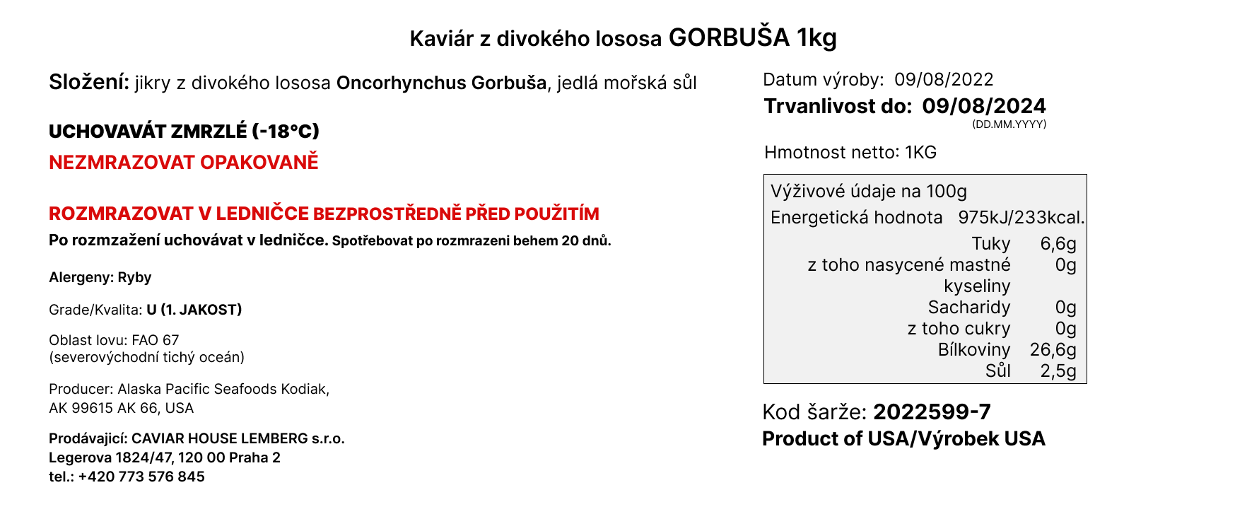 Gorbuša 1000g